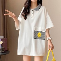 새로본(여름)469 카라넥스마일 빅사이즈 반팔롱티 루즈핏 여성여자 미시