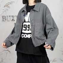 벅시루 여성 노바디진 뒷주름 커팅 그레이 청자켓 436