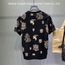 십전십미 추동 남성 라운드 니트 반팔 스웨터