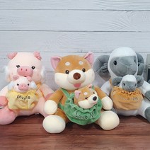 아기 주머니 가족 27cm 동물인형 돼지 시바견 양