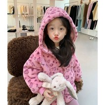 여아 유아 아동 가을 핑크 하트 호피 후드 밍크 털 퍼 점퍼 겨울 간절기 외출복 캐주얼 등원룩 자매룩 형제룩