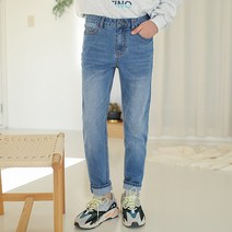 플레이즈 남성용 허리스판 소프트워싱 일자 청바지