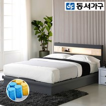 동서가구 세렌 편백선반 LED 평상형 퀸 침대 (9존독립매트리스) DF909496-1, 화이트