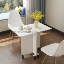 북유럽 우드 슬림 미니 소형 접이식 이동식 테이블 식탁 보조 책상 좁은 공간 원룸 탕비실, 100x60x68 올화이트