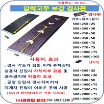 차량용 압착고무 진입판 500-1000-30(산타입) 황 고강도 차량긁힘방지 점포진입판 상가진입판 휠체어