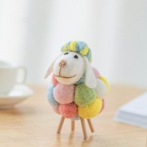 정원 꾸미기 소품 장식 미니어처 1 pc 미니 테이블 펠트 양 인형 양모 펠트 양고기, 여러 가지 빛깔의