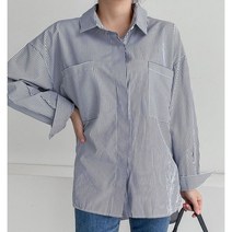 나니까 면100 캐주얼 여성 봄 스트라이프 빅사이즈 줄무늬 롱 셔츠