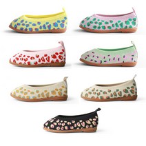 아이꼼므 여아 아동 어린이 초등학생 니트 소재 레오파드 구두 시얼링 플랫 슈즈 160~230 사이즈