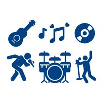 오피스왕국 노래 기타 음악 음표 그래픽 스티커 music2, 오션블루