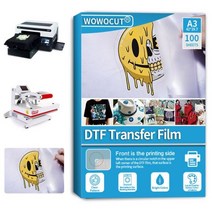 유리전사지 의류 도자기 전사지 전사용지 WOWOCUT-DTF 전사 필름 100 매 A3 DTF 승화 프린터 용 모든 색상, 100 PCS-A3 DTF Film