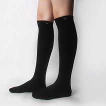 3켤레 국내생산 블랙 여자 골프 고탄력 무릎 무지 검정 니삭스