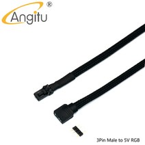 Angitu Corsair 팬/허브/조명 노드/커맨더 RGB 어댑터 케이블 슬리브 3Pin/4Pin 팬 5V 3Pin LED Cable-50cm, 01 3p M to RGB_02 No sleeve