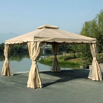 mongda 원두막 정자 야외 조립식 정원, 천(3.5X3.5M)