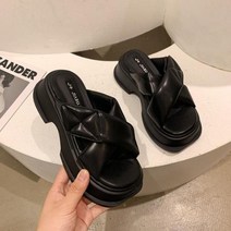 굽높은 와이드 가벼운 여름슬리퍼 미들굽 실내화 여름 통굽슬리퍼 리본 사무용 미용실 꼬임
