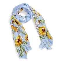 Vera Bradley 여성용 경량 소프트 프린지 스카프 패션 네이비 가든