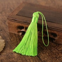 더치커피 메이커 2/5pcs 8cm 짧은 술 스파이크 폴리 에스터 실크 작은 북마크 키 체인 tassels DIY 바느질, 19 fruit green_01 8cm  2pcs
