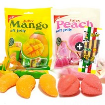 주전부리몰 soft jelly 쥬시 망고5p+피치5p 맛기차콘 포함, 100g, 10봉