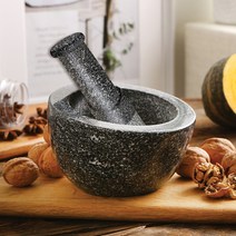 SM 빗금 돌절구 절구공이 세트 중 자연석 흑진주 이유식 마늘 다지기 통후추 깨갈이