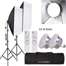 사진 소프트 박스 조명 키트 50x70cm 전문 연속 전구 E27 포함 스튜디오 촬영 장비, 65w 더블 세트