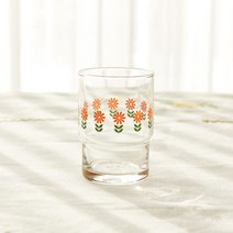 모던하우스 L 빈티지오렌지플라워유리컵오렌지245ml NK0721006, 지름:6.5cm 높이:9.5cm, 1개, 오렌지