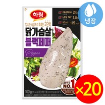 하림 닭가슴살 블랙페퍼 100g 20개, 단품