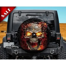 지프 카시트 커버Skull Spare Tire Cover Sugar 지프 스페어 타이어 커버 할로윈 선물 재미있는 백업 카메, 03 빨간_04 17in
