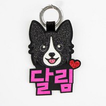 핑크캔디 [애견네임택] 보더콜리 강아지 이름표 인식표 네임택, 강아지이름표(기본)14.보더콜리_3글자(형광분홍), 1개