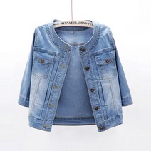 라오농 여성 여름 스판 라운드 7부 소매 청자켓 (S-4XL)