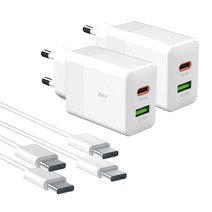 스카이 필 Q2S PD PPS 25W USB 듀얼 초고속 충전기 어댑터 + 고속 충전 케이블 2개, 단품, 2세트