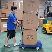 튼튼한 접이식 대차 짐운반 생수운반 폴딩식 구르마 핸드카트 물류센터 무소음바퀴, 중 + PVC 바퀴