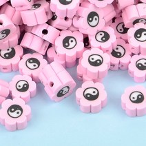 코너비드 45 스타일 10mm 폴리머 클레이 비즈 하트 스페이서 스마일 쥬얼리 만들기 DIY 수제 팔찌 목걸이 액세서리 30 개, [03] 90pcs, [33] pink taichi