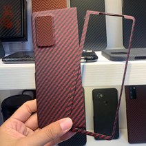 폴드2케이스 삼성 호환 갤럭시 z 폴드 2 케이스 용 YTF-탄소 탄소 섬유 3 커버 W21 5G 초박형 아라미드, [04] w21(set), [01] Red (NO Holder)