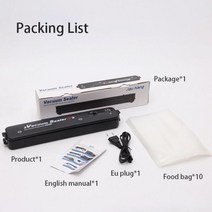 진공기 가정용 무선 실링기 밀봉 포장 90W 주방 음식 진공 포장기 220V/110V 상업용 가정용 식품 10 장 포, 01 Black_02 미국 플러그