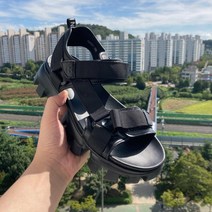 [수제화] 남자 소가죽 키높이 통굽 샌들 발편한 스트랩