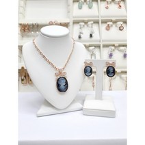 로뎀 Eleganc Premium 까메오 목걸이 귀걸이 세트(그레이)(RD22110123)