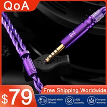 QOA 위스키 5N OCC 합금 구리 은 도금 이어폰 모듈러 케이블 0.78mm 2 핀 MMCX 커넥터 3.5mm + 4.4mm, 01 보라색 0.78 2 핀