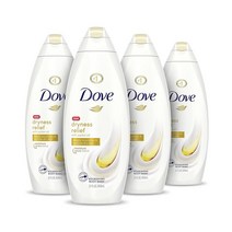 Dove 드라이니스 릴리프 순한피부영양공급 수분유지 건조한피부용 촉촉한 스킨바디워시 클렌저 650ml 4개