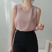 브릿 실크 쉬폰 이너 정장 나시티 라운드 민소매 블라우스 나시