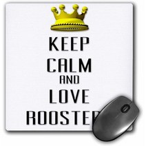 3D 로즈 골드 크라운 Keep Calm and Love Roosters 매트 마감 마우스 패드 - 8 x 8 - mp_121288_1, Gold Crown Keep Calm And Love