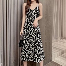 아리썬 여성 캐주얼 롱원피스 2컬러 1P 끈나시 A라인 플라워