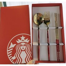 스타벅스 수저 포크 젓가락 3종세트 답례품 단체품 스푼, 블랙
