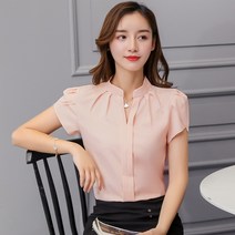 자켓형 블라우스 데님 여자 면접 청남방 호피 여름 한국 패션 여성상의와 시폰 여성 반팔 흰색 사무실 레이디 셔츠 숙녀상의