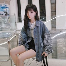 데일리스타일 디자인 감각 빈티지 데님 숏코트 여 2023 봄가을 쉽게질리지않는 자켓 상의