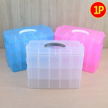 [힘찬쇼핑]휴대용 3단 다용도 멀티박스 대형 멀티박스 수납함 보관함 소품정리함 다용도정리함 화장품정리대, 투명