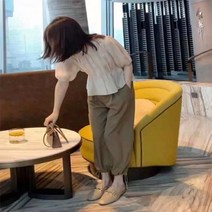 여름 V 넥 패션 셔츠 캐주얼 정장 바지 투피스 세트