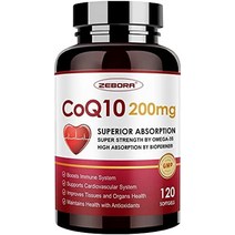 pqq bioperine & 포함 zebora coq10-200mg-softgels 오메가-3 60인분 코엔자임 q10(유비퀴논) 보충제 고흡수 강력한 항산화 심장 건강 지원, 120인분(1팩)