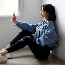 대박난박양 오버핏 크롭 데님 자켓