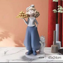 수납 서랍형 쇼파 벤치 의자 홈 거실 장식 인형 인테리어 동상 만화 스토 소녀 트레이 소파 가장자리 장식품 미적 이동 선물, Blue height 45cm