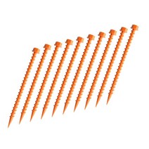 10Pcs 헤비 듀티 텐트 페그 텐트 액세서리 경량 스파이크 휴대용 피크닉 방수 등산 하이킹 장비 원예, 266mmx10mm, ABS, 주황색