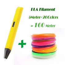 어린이 3d펜 3d프린터 저온3d펜 드로잉 간단조작 DIY 3d용품 RP800A OLED 디스플레이 전문가용 3D 프린팅 펜 세트 두들링 아트 크래프트 제작 선물 교육 완구, [07] Yellow  Add 100M, [02] US